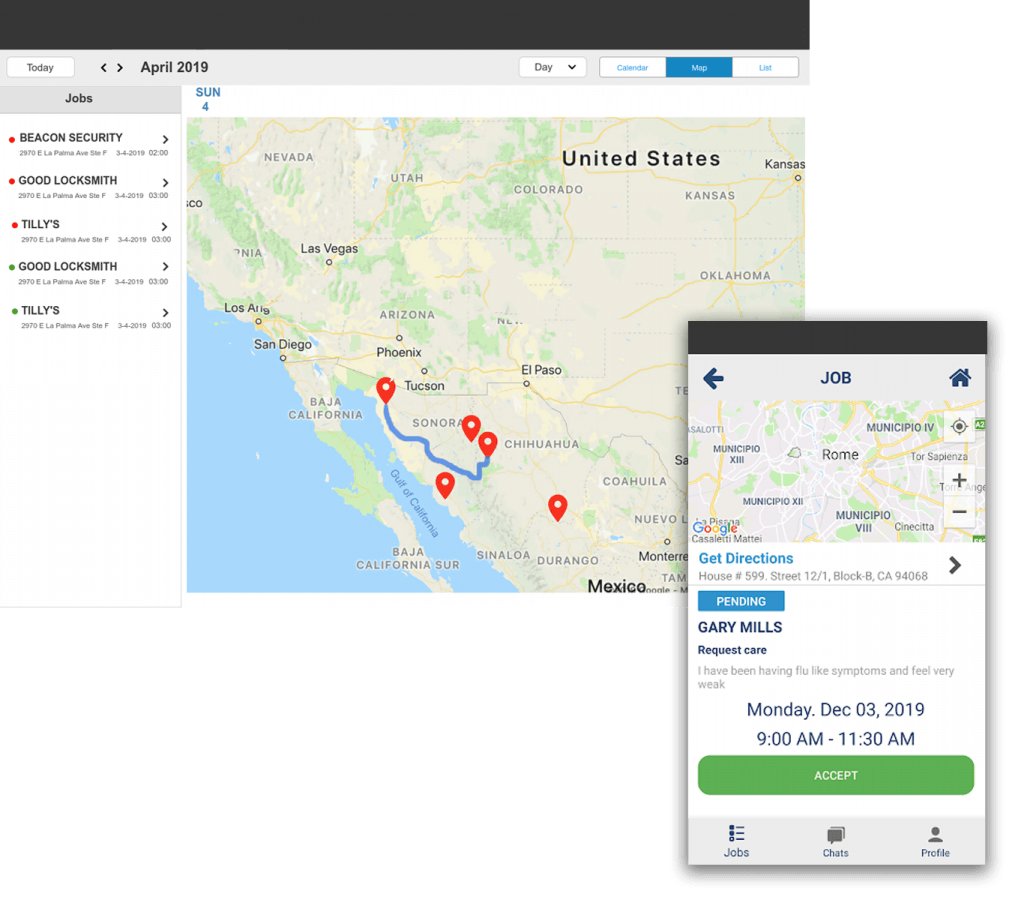 route planning in sales rep mobile application
