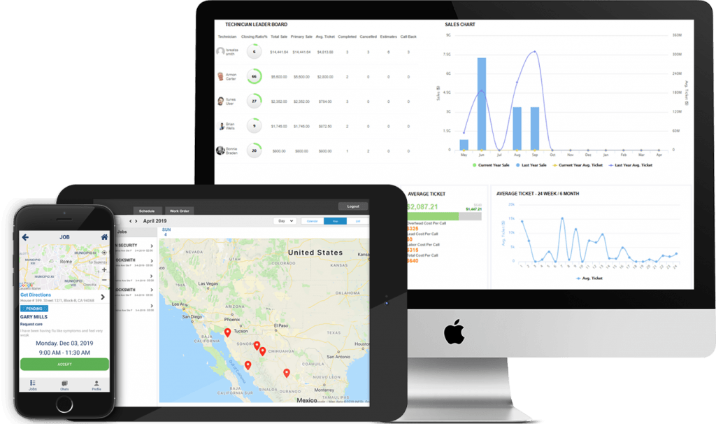 e-strats Field Service Workforce Management App & Software available on multiple device