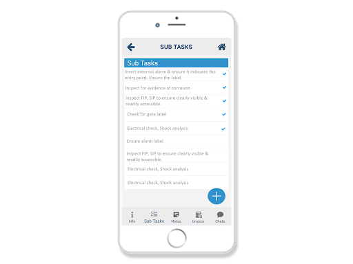 create checklist to perform tasks in field worker mobile app